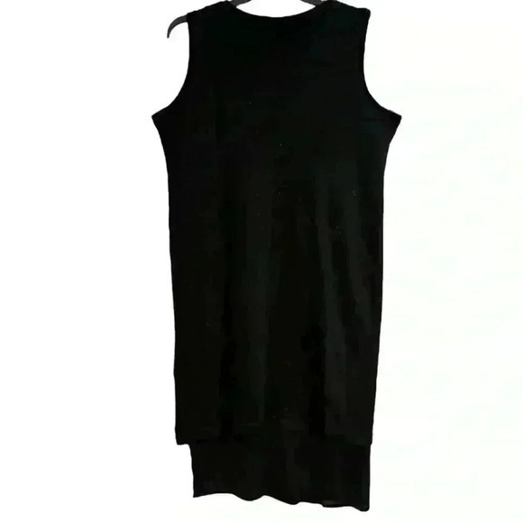 Vintage Domina Sleeveless Black Sweater Dress with Velvet Trim and Slip - Picture 2 of 7